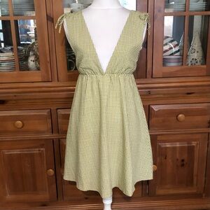 👗NWT MINKPINK Light Green Gingham Tie-Shoulder Dress